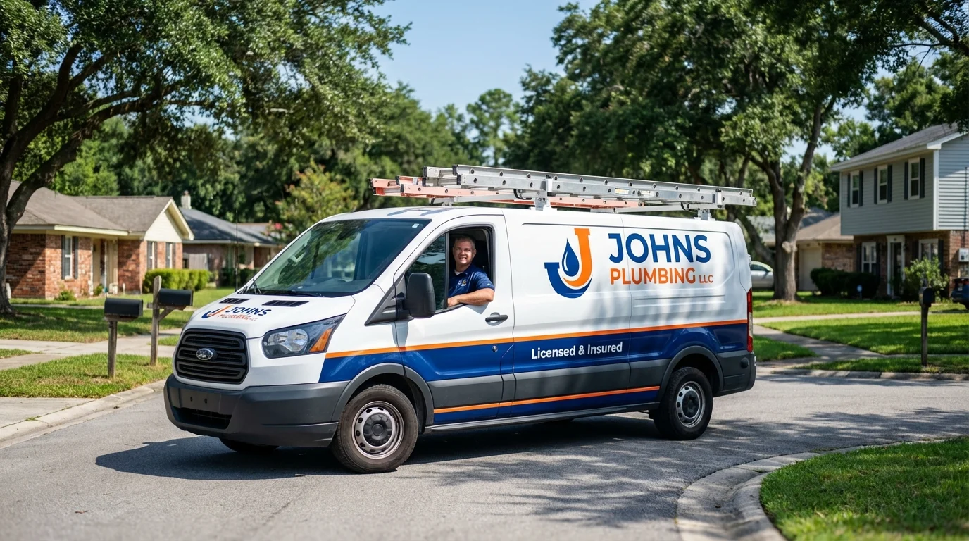 Johns Plumbing LLC service van in West Sand Lake, NY