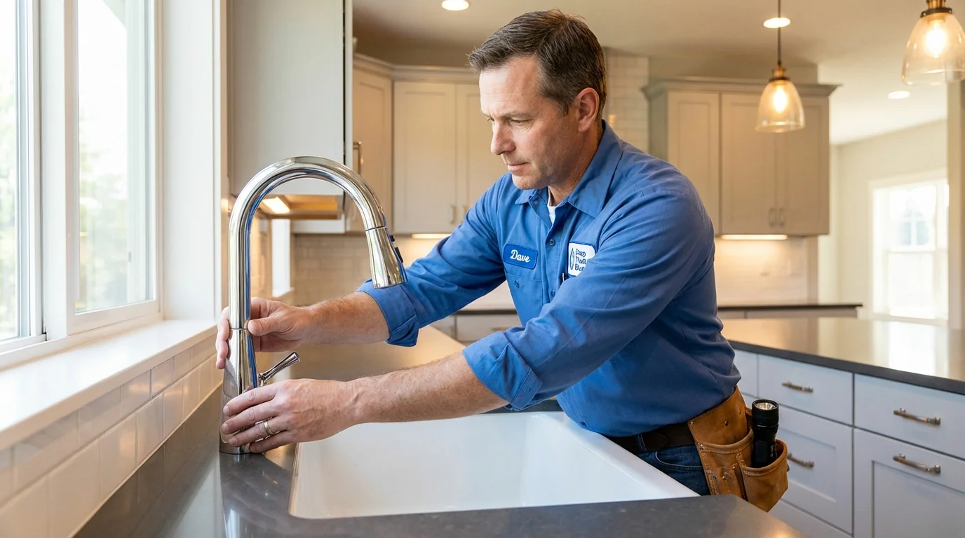 Kitchen faucet installation by Johns Plumbing LLC in West Sand Lake